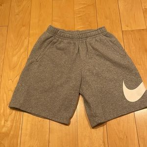 Nike Grey Jersey Shorts with White Swoosh Adult Small